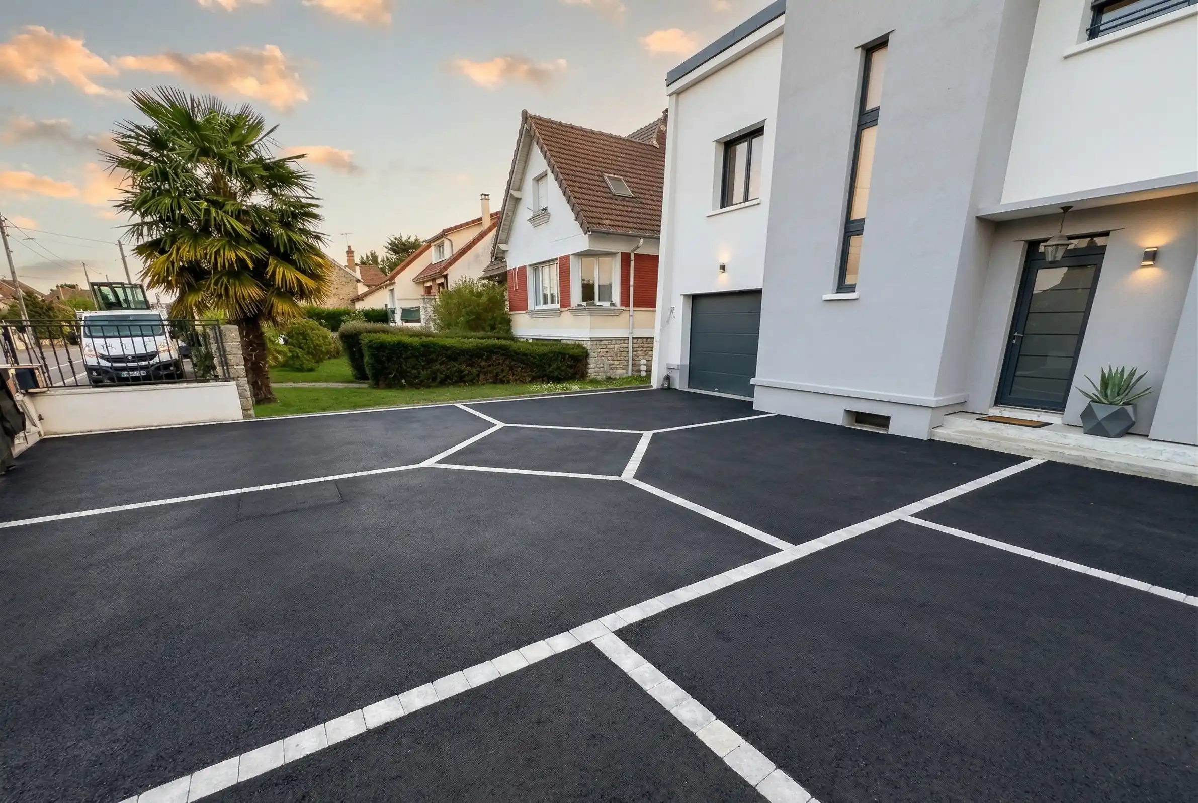 Réalisation en béton drainant en Île-de-France